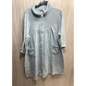 COLLECTIONS ETC Women's (Size XXL)‎ Long Sleeve Collared Button Down Robe Blue